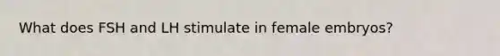 What does FSH and LH stimulate in female embryos?