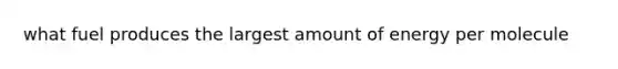 what fuel produces the largest amount of energy per molecule