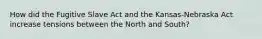 How did the Fugitive Slave Act and the Kansas-Nebraska Act increase tensions between the North and South?