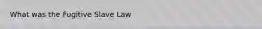 What was the Fugitive Slave Law