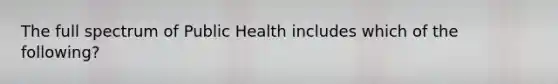 The full spectrum of Public Health includes which of the following?