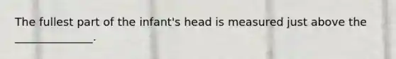 The fullest part of the infant's head is measured just above the ______________.