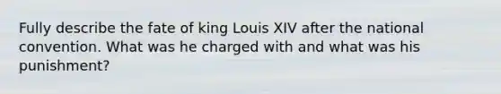 Fully describe the fate of king Louis XIV after the national convention. What was he charged with and what was his punishment?