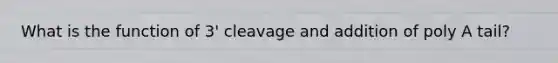 What is the function of 3' cleavage and addition of poly A tail?