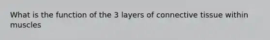 What is the function of the 3 layers of connective tissue within muscles