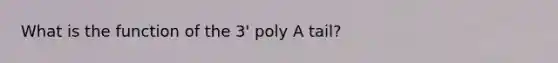 What is the function of the 3' poly A tail?