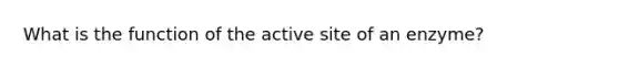 What is the function of the active site of an enzyme?