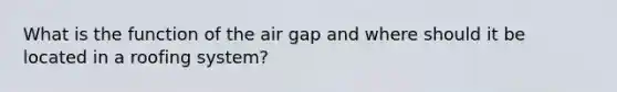 What is the function of the air gap and where should it be located in a roofing system?