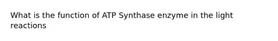 What is the function of ATP Synthase enzyme in the light reactions