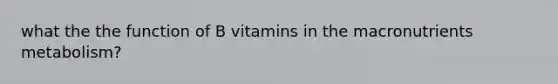 what the the function of B vitamins in the macronutrients metabolism?