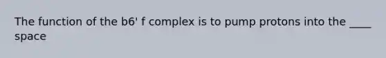 The function of the b6' f complex is to pump protons into the ____ space