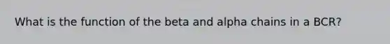 What is the function of the beta and alpha chains in a BCR?