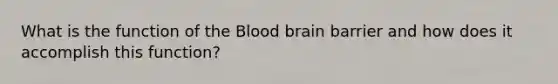 What is the function of the Blood brain barrier and how does it accomplish this function?