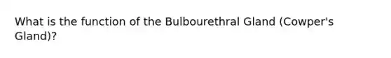 What is the function of the Bulbourethral Gland (Cowper's Gland)?