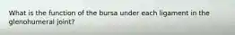 What is the function of the bursa under each ligament in the glenohumeral joint?