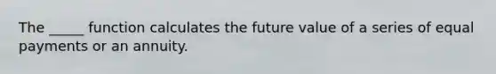 The _____ function calculates the future value of a series of equal payments or an annuity.