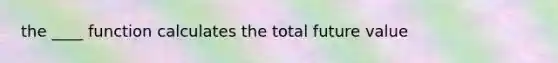 the ____ function calculates the total future value