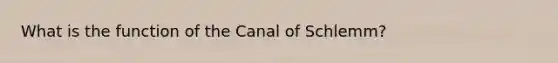 What is the function of the Canal of Schlemm?