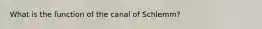 What is the function of the canal of Schlemm?