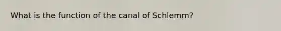 What is the function of the canal of Schlemm?