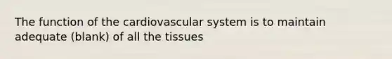 The function of the cardiovascular system is to maintain adequate (blank) of all the tissues