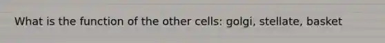 What is the function of the other cells: golgi, stellate, basket