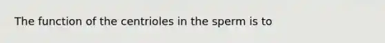 The function of the centrioles in the sperm is to