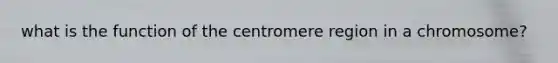 what is the function of the centromere region in a chromosome?