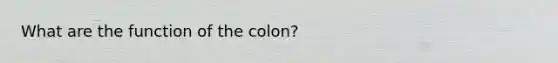 What are the function of the colon?