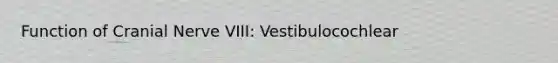 Function of Cranial Nerve VIII: Vestibulocochlear