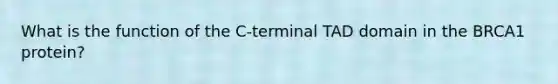 What is the function of the C-terminal TAD domain in the BRCA1 protein?