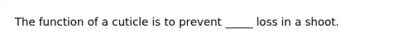 The function of a cuticle is to prevent _____ loss in a shoot.