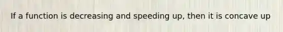 If a function is decreasing and speeding up, then it is concave up