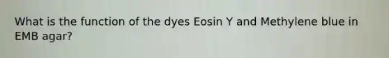 What is the function of the dyes Eosin Y and Methylene blue in EMB agar?