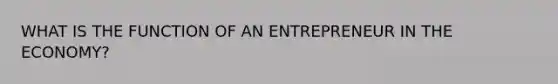 WHAT IS THE FUNCTION OF AN ENTREPRENEUR IN THE ECONOMY?