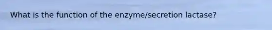 What is the function of the enzyme/secretion lactase?