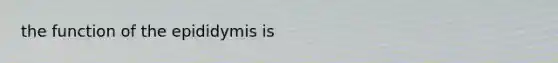 the function of the epididymis is