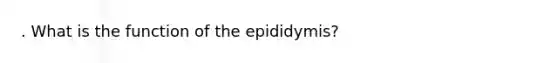 . What is the function of the epididymis?