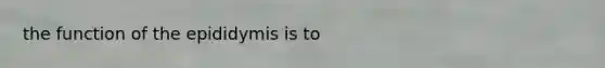 the function of the epididymis is to