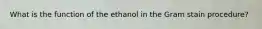 What is the function of the ethanol in the Gram stain procedure?