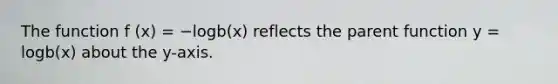 The function f (x) = −logb(x) reflects the parent function y = logb(x) about the y-axis.