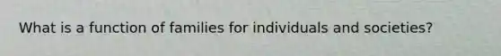 What is a function of families for individuals and societies?