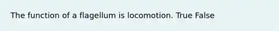 The function of a flagellum is locomotion. True False