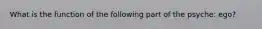 What is the function of the following part of the psyche: ego?