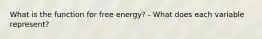 What is the function for free energy? - What does each variable represent?