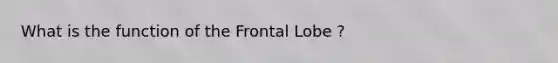 What is the function of the Frontal Lobe ?