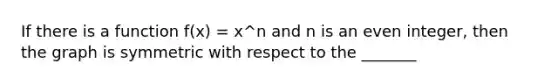 If there is a function f(x) = x^n and n is an even integer, then the graph is symmetric with respect to the _______