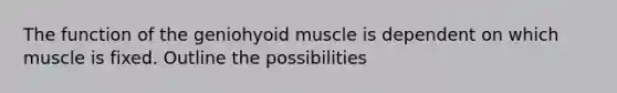 The function of the geniohyoid muscle is dependent on which muscle is fixed. Outline the possibilities