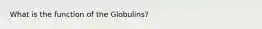 What is the function of the Globulins?