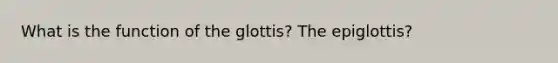 What is the function of the glottis? The epiglottis?